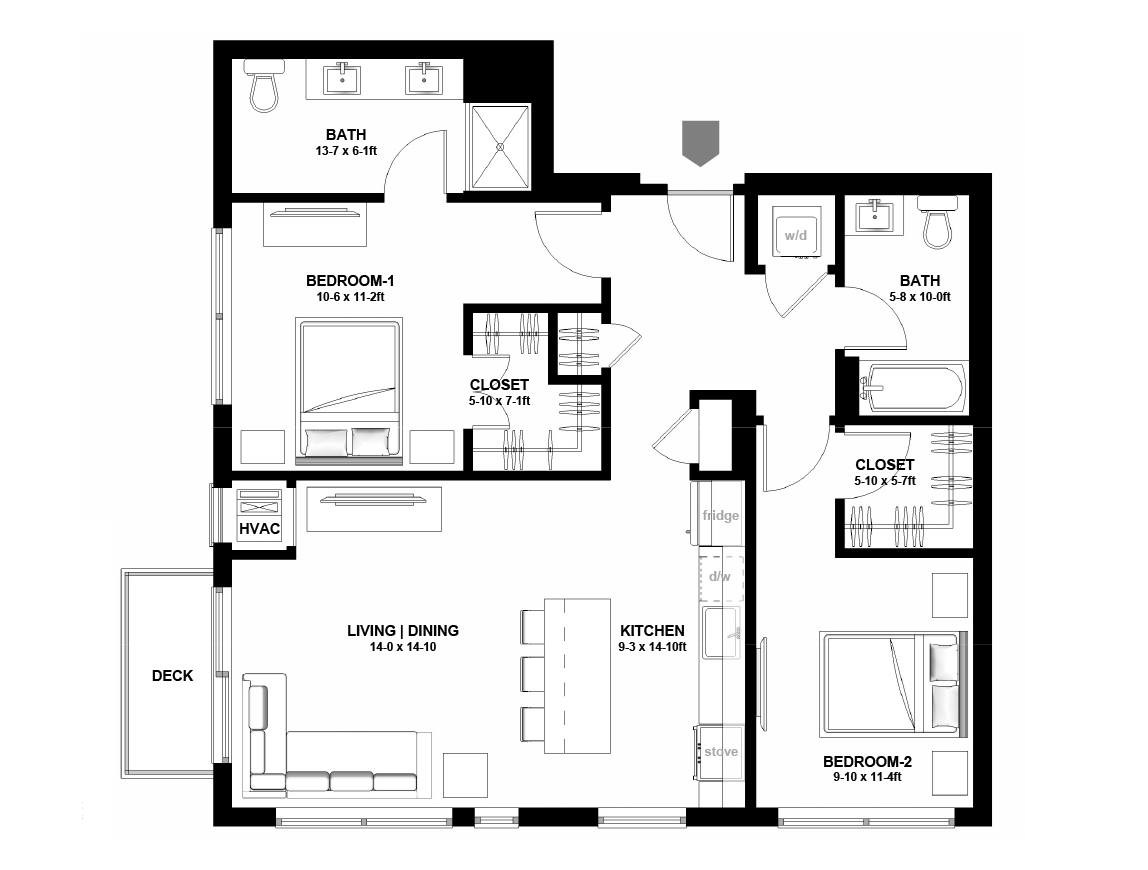 Variant Apartments Minneapolis 2 Bedroom Apartment Layout